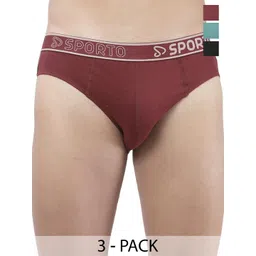 Sporto by Macho Pack Of 3 Cotton Mid-Rise Basic Briefs-picture-10