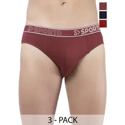 Sporto by Macho Pack Of 3 Cotton Mid-Rise Basic Briefs-picture-12