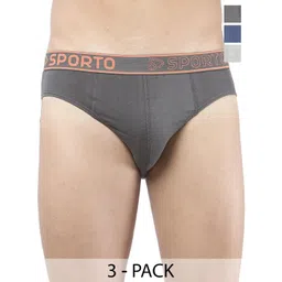 Sporto by Macho Pack Of 3 Cotton Mid-Rise Basic Briefs-picture-13