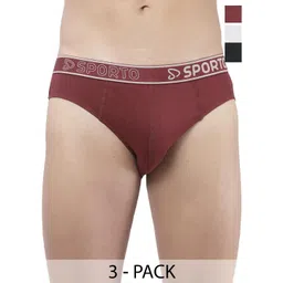 Sporto by Macho Pack Of 3 Cotton Mid-Rise Basic Briefs-picture-14