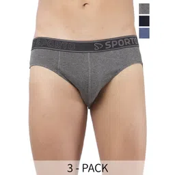 Sporto by Macho Pack Of 3 Cotton Mid-Rise Basic Briefs-picture-23