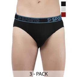 Sporto by Macho Pack Of 3 Cotton Mid-Rise Basic Briefs-picture-17