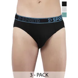 Sporto by Macho Pack Of 3 Cotton Mid-Rise Basic Briefs-picture-19