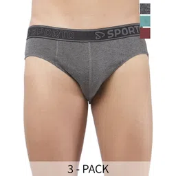 Sporto by Macho Pack Of 3 Cotton Mid-Rise Basic Briefs-picture-20