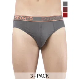 Sporto by Macho Pack Of 3 Cotton Mid-Rise Basic Briefs-picture-27