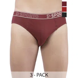 Sporto by Macho Pack Of 3 Cotton Mid-Rise Basic Briefs-picture-21