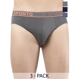 Sporto by Macho Pack Of 3 Cotton Mid-Rise Basic Briefs-picture-22