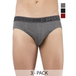 Sporto by Macho Pack Of 3 Cotton Mid-Rise Basic Briefs-picture-37
