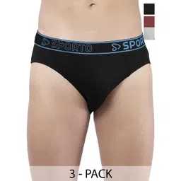 Sporto by Macho Pack Of 3 Cotton Mid-Rise Basic Briefs image 1
