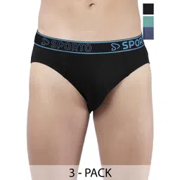 Sporto by Macho Pack Of 3 Men Brand Logo Mid-Rise Basic Briefs-picture-33