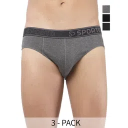 Sporto by Macho Pack Of 3 Men Brand Logo Printed Cotton Low-Rise Basic Briefs-picture-19