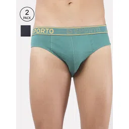 SPORTO Men Pack Of 2 Navy Blue & Grey Solid Cotton Basic Briefs-picture-22