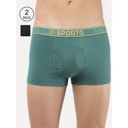 SPORTO Men Pack of 2 Solid Cotton Trunks-picture-21
