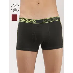 SPORTO Men Pack Of 2 Solid Deo-Soft Cotton Trunks-picture-35