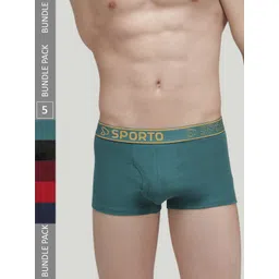 SPORTO Men Pack Of 5 Cotton Trunks SP-TR-M1022-MA-NVY-RED-PB-OL-S-5PC-picture-24