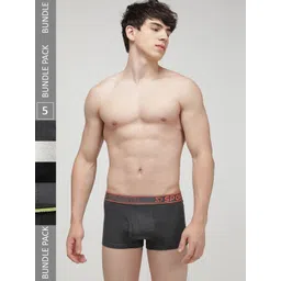 SPORTO Men Pack Of 5 Logo Printed  Cotton Trunks SP-TR-M1022-GM-AM-BLK-CH-OL-M-5PC-picture-27