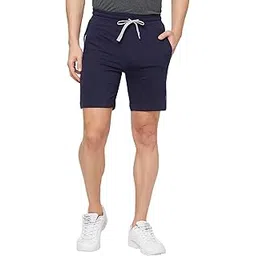 sporto Men's Casual Solid Cotton Lounge Shorts, Regular Fit with Zipper Pockets-picture-33