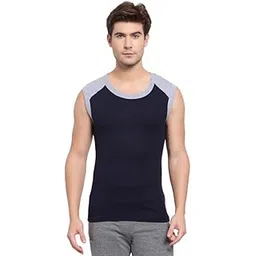 sporto Men's Multipurpose Pure Cotton Gym Vest with Contrast Shoulder Pannel-picture-49
