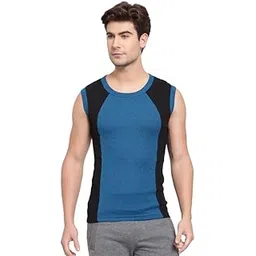 sporto Men's Pure Cotton Multipurpose Gymvest with Contrast Side Pannel-picture-46