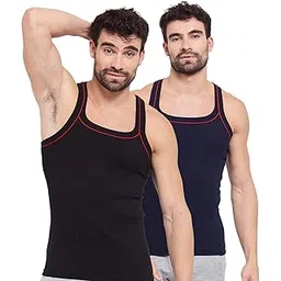 sporto Men's Super Soft Cotton Round Neck Solid Gym Vest (Pack of 2) | Black & Navy-picture-54