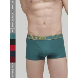 SPORTO Pack Of 5 Cotton Trunks SP-TR-M1022-MA-NVY-RED-PB-OL-XL-5PC-picture-39