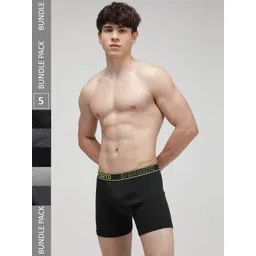 SPORTO Pack Of 5 Logo Printed Detail Cotton Trunks SP-TR-M1030-GM-AM-BLK-CH-OL-XL-5PC-picture-33