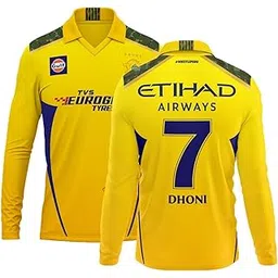 Sports Cricket Official New Full Sleeves CSK Dhoni 7 Jersey IPL 2024 (Kid's, Boy's & Men's)-picture-12
