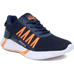 Sports Running Shoes, Navy Blue with Orange Accents, Mesh Knit Upper, Lightweight Athletic Sneakers with Cushioned Sole-picture-41