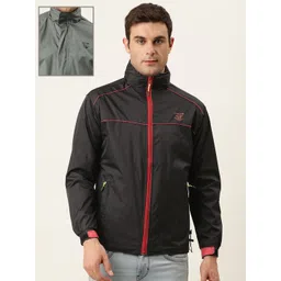 Sports52 wear Men Black And Grey Solid Reversible Rain Jacket-picture-32