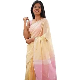 spotxy Women's Pure Soft Kanjivaram Cotton Silk Saree Banarasi Style With Blouse Piece for Wedding (Cotton-Lavender)-picture-37