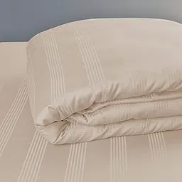 Spread Spain Cotton with Striped Design & 450 Thread Count King Size (Double) Barcode Duvet Cover (90x108 Inch) - Champange-picture-12