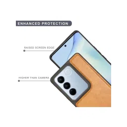 Sprig Glossy Leather Back Cover for Vivo V27 Pro 5G (Brown) image 5