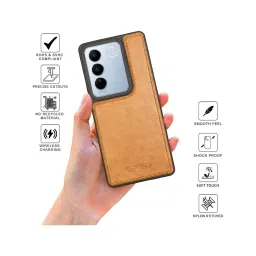 Sprig Glossy Leather Back Cover for Vivo V27 Pro 5G (Brown) image 2