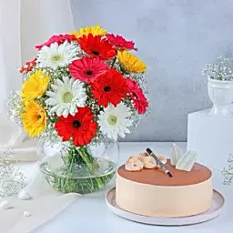 Spring Colours Vase N Luscious Cake-picture-12