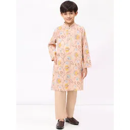 SPUNKIES Boys Floral Printed Cotton Kurta with Pyjama-picture-17