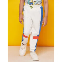 SPUNKIES Boys White & Blue Colourblocked Organic Cotton Joggers-picture-40