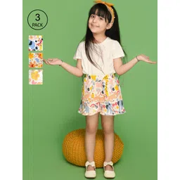 SPUNKIES Girls Pack Of 3 Floral Printed Shorts-picture-47