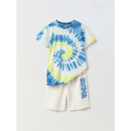 SPUNKIES Kids Dyed Round Neck Pure Cotton T-shirt With Shorts-picture-28