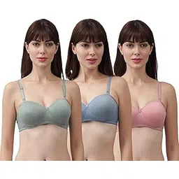 spunn Women's Cotton Blend Light Padded Wirefree T-Shirt Bra Combo-picture-52