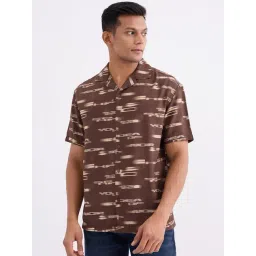 Spykar Bison Brown Blended Regular Fit Typography Shirts-picture-38