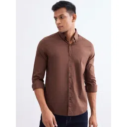 Spykar Bison Brown Cotton Lycra Slim Fit Shirt-picture-22