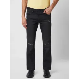 Spykar Black Cotton Bootcut Distressed Jeans-picture-23