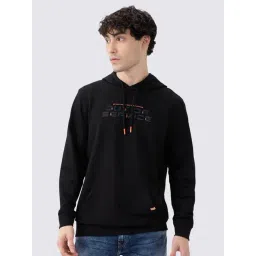 Spykar Black Cotton Regular Fit Hoodie-picture-34