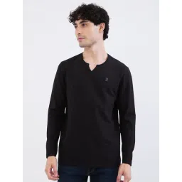 Spykar Black Cotton Regular Fit Self Design T-Shirt-picture-36
