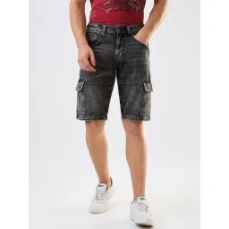 Spykar Black Cotton Regular Solid Shorts-picture-41