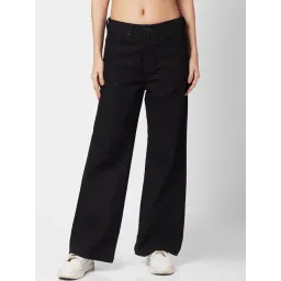 Spykar Black Cotton Relaxed Fit High Rise Jeans-picture-20