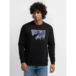 Spykar Black Cotton Slim Fit Printed Sweatshirt-picture-14