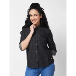Spykar Black Cotton Textured Shirt-picture-39