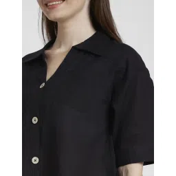 Spykar Black Viscose Slim Fit Cropped Shirt image 5