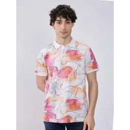 Spykar Blackberry Wine Cotton Slim Fit Printed Polo T-Shirt-picture-12